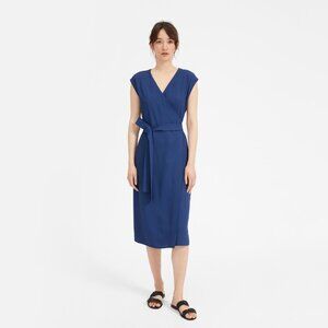 Everlane The Japanese GoWeave Short-Sleeve Wrap Dress Blue Base - Size 0